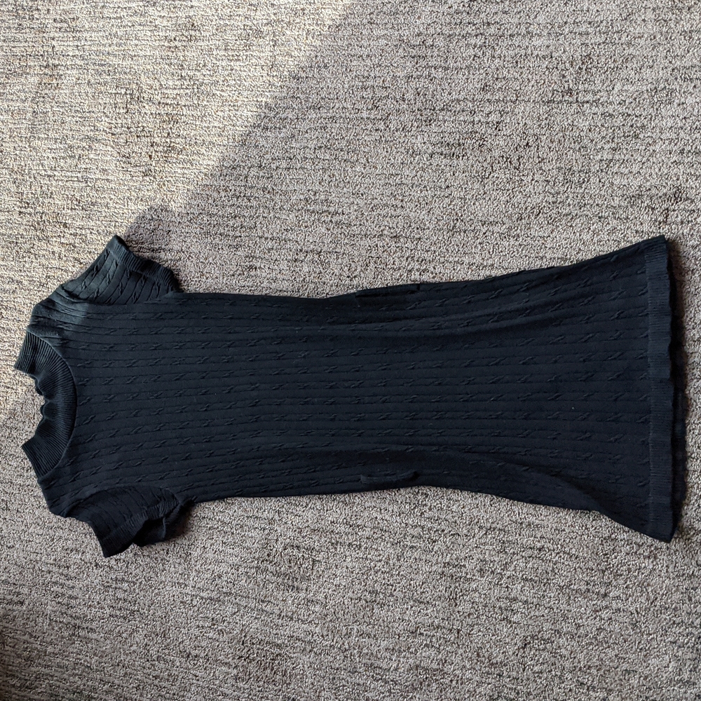 Black knit style dress with belt loops